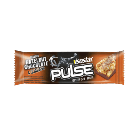 Batonėlis Pulse Halzenut Chocolate Guarana sudėtyje yra paprastųjų ir sudėtinių angliavandenių mišinys