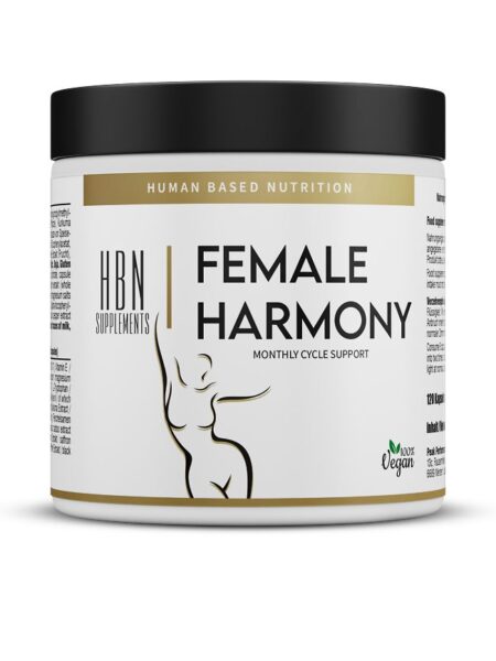 HBN Female Harmony reguliuoja moters ciklą. HBN Female Harmony papildas su citrinžolės ir šafrano ekstraktu