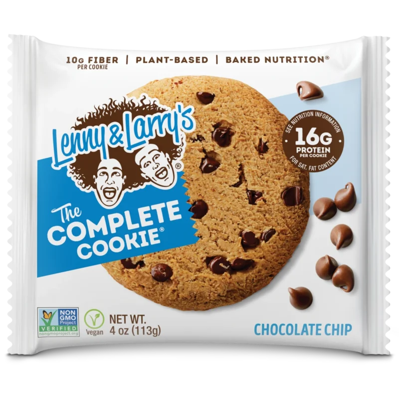 Lenny and Larry's The Complete Cookie. Minkštas baltyminis sausainis su traškiais šokolado gabaliukais bus puikus užkandis tarp valgymų ar kaip desertas bet kuriuo dienos metu - valgyk jį su pienu