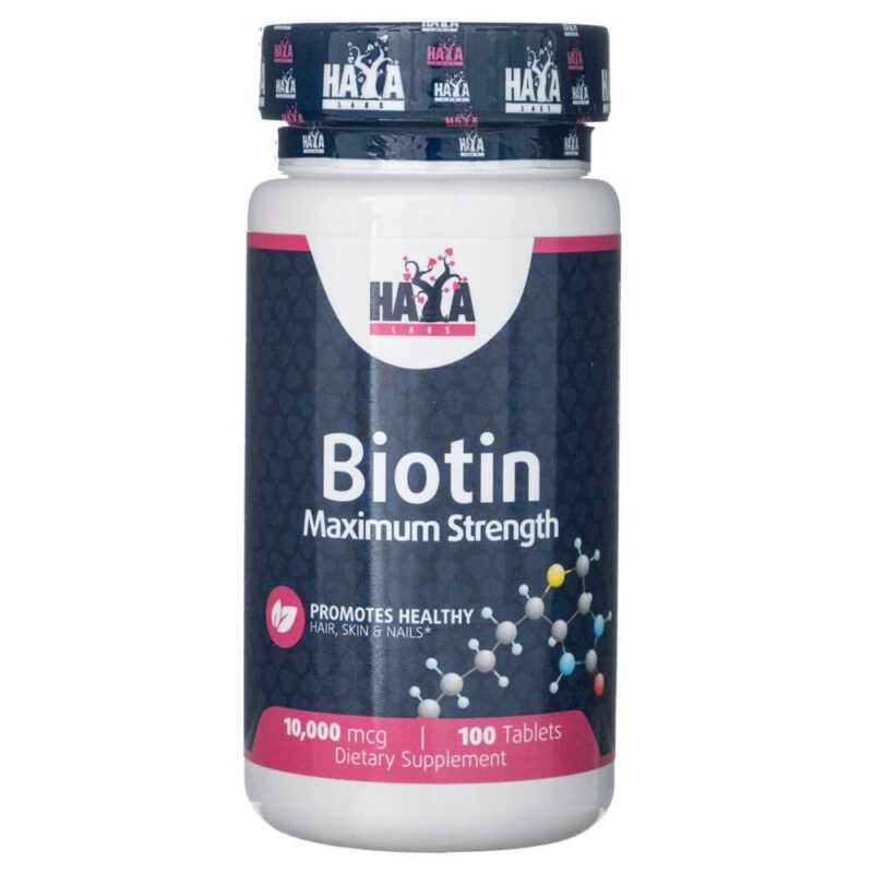Haya Labs Biotin - biotinas priklauso vitamino B grupei.