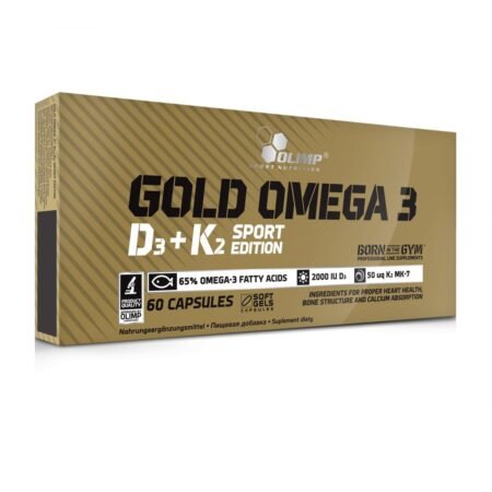 Olimp Gold Omega 3 D3 + K2 Sport Edition - maisto papildas su dideliu kiekiu omega-3 su vitaminais D3 ir K2.