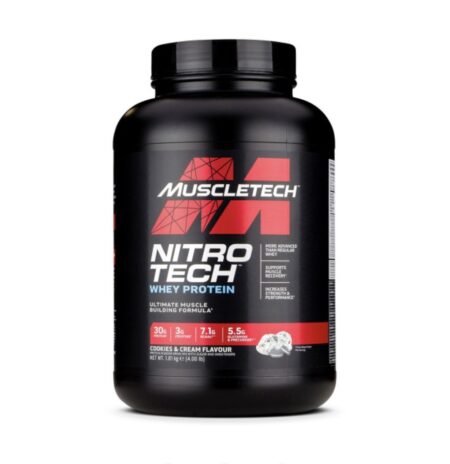 MuscleTech Nitro Tech suprojektuotas išrūgų izoliatas + liesos raumens auginimo formulė skirta visiems sportininkams