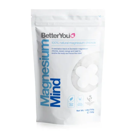 „BetterYou Magnesium Mind“ vonios dribsniai yra veiksmingas būdas papildyti kūną šiuo būtinu mineralu