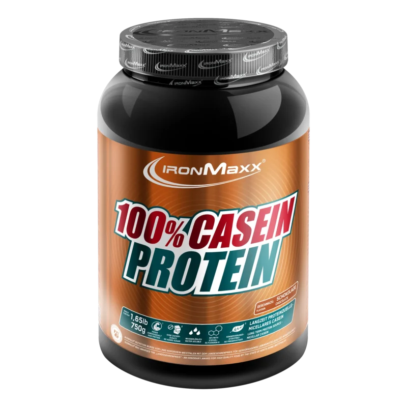 IronMaxx 100% Casein Protein - dėl savo antikatabolinio poveikio kazeino baltymai mažina baltymų skilimą ir taip skatina raumenų augimą.