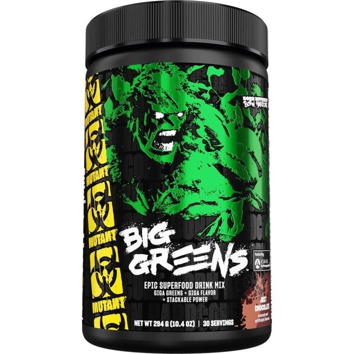 Mutant Big Greens – tai skoninga žaliųjų supermaisto šaltinių miltelių formulė kasdieniam mikroelementų papildymui. Vienoje porcijoje – daugiau kaip 40 ingredientų iš žemės ir jūros daržovių
