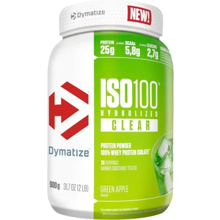 Dymatize ISO 100 Hydrolyzed CLEAR Whey protein baltymai yra hidrolizuoti